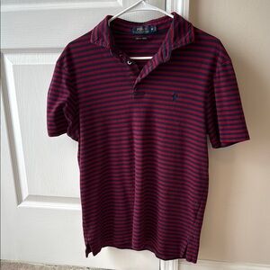 Polo by Ralph Lauren Men's Navy and Red Striped Polo Shirt